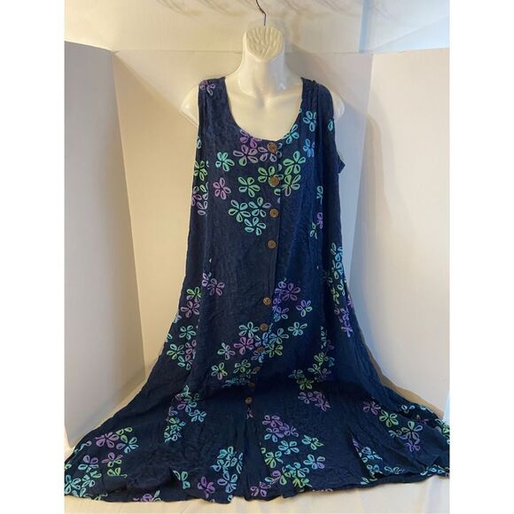 Tropical group Hawaiian Indonesian rayon dress large - Picture 1 of 7